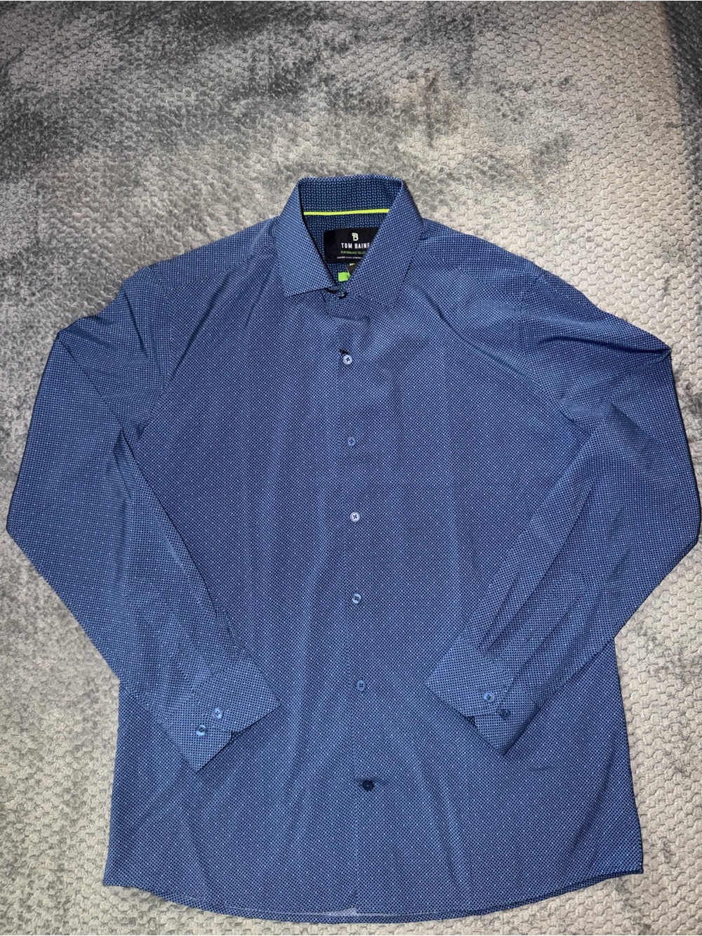 Slim Fit Men's Navy Microdot Dress Shirt by Tom Baine
